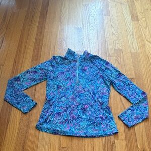 Lilly Pulitzer Vibrant Blue and Pink Floral Long Sleeve Top